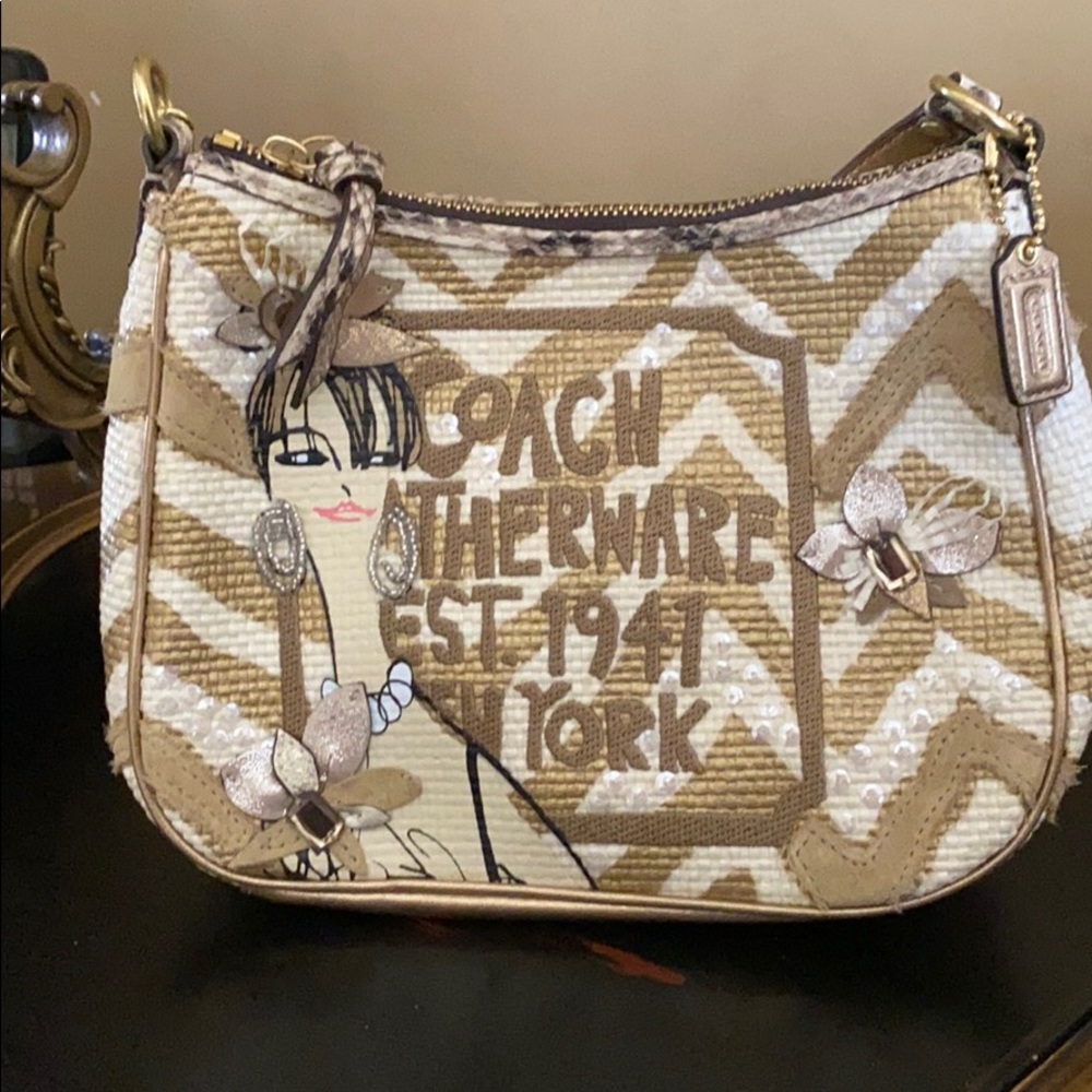 Authentic RARE coach embroidered handbag